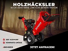SCHORR Holzhäcksler RR100THX 100mm Holz Häcksler Schredder Benzinhäcksler